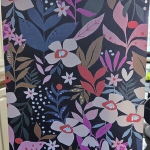 Floral Pattern Notebook Cover in Black, Pink & Cream